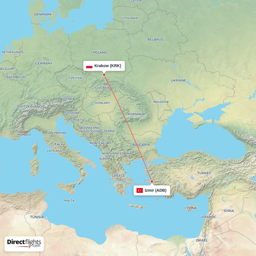 KRK - ADB route map
