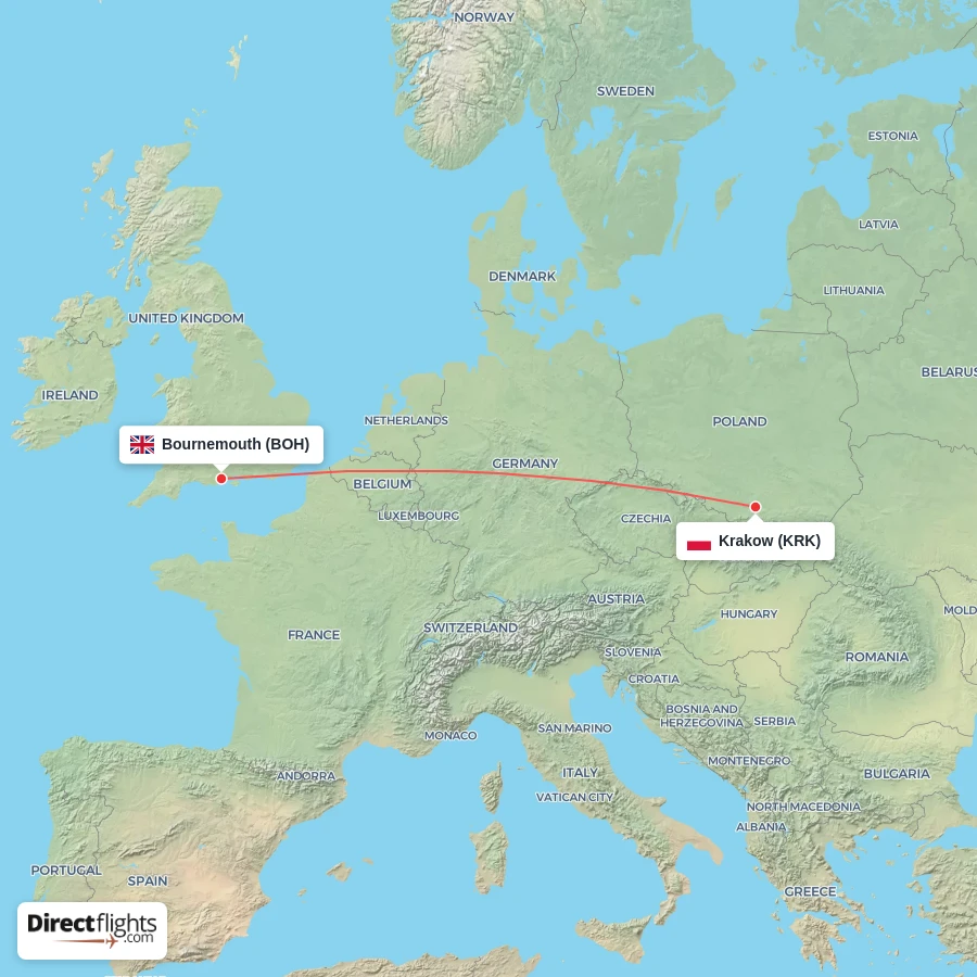 KRK - BOH route map