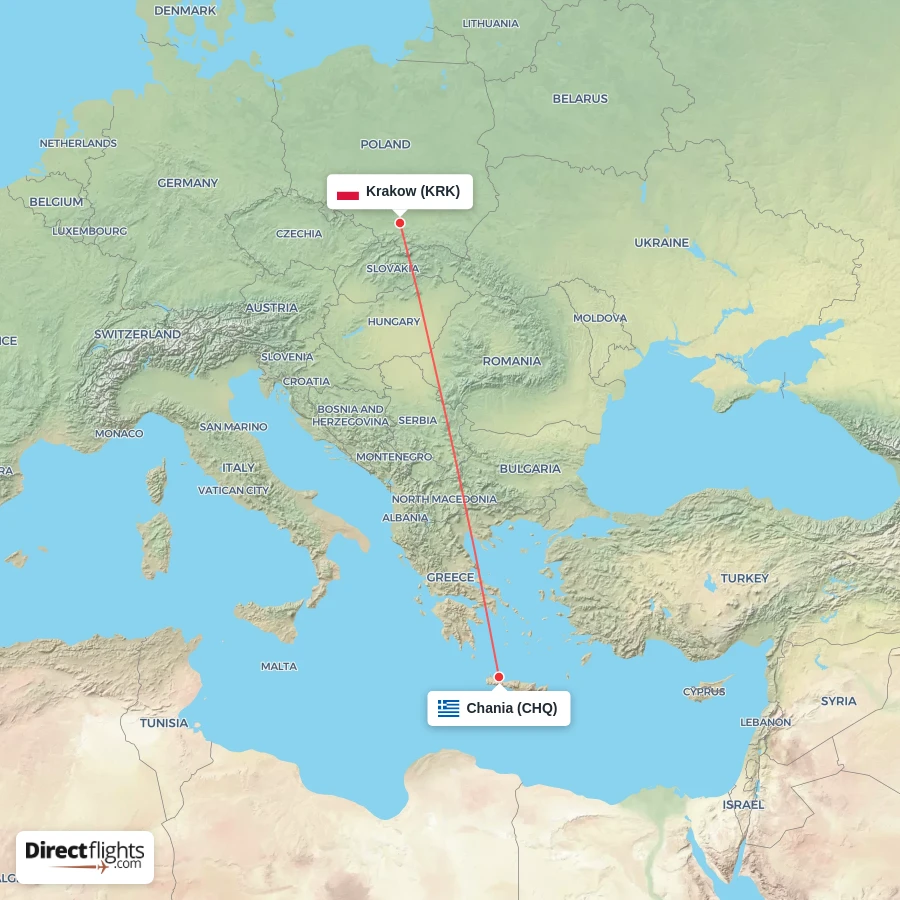 KRK - CHQ route map
