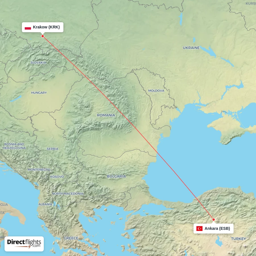 KRK - ESB route map