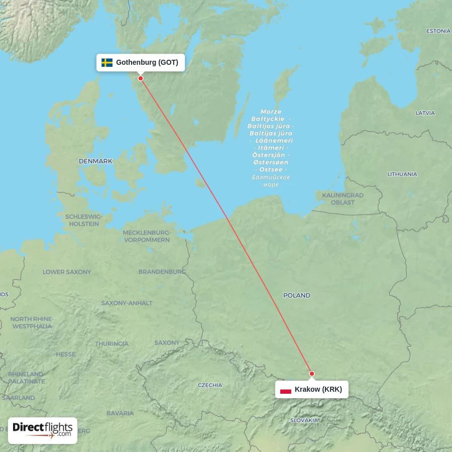 KRK - GOT route map