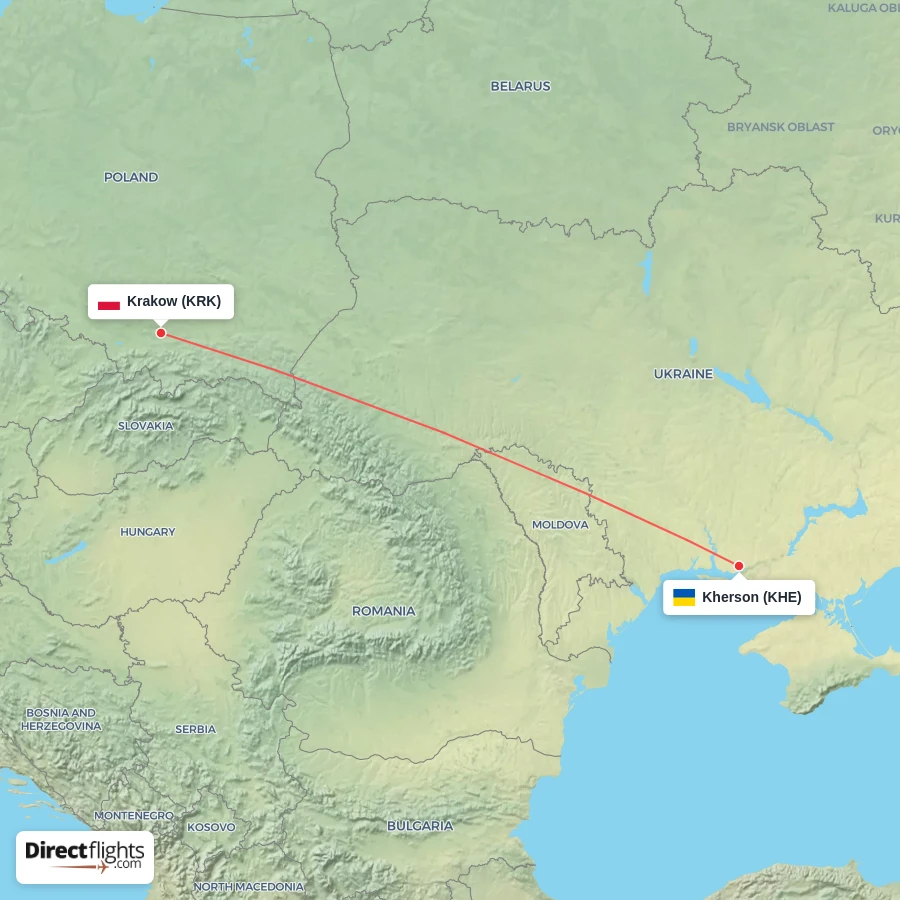 KRK - KHE route map