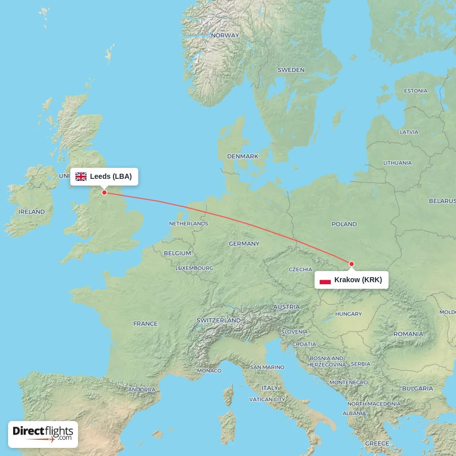 KRK - LBA route map