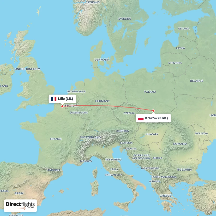 KRK - LIL route map