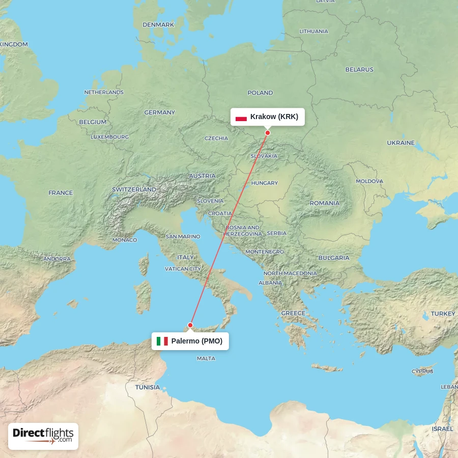 KRK - PMO route map