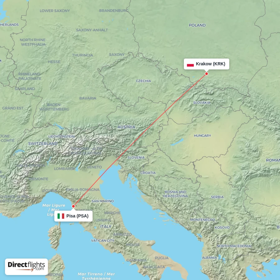 KRK - PSA route map