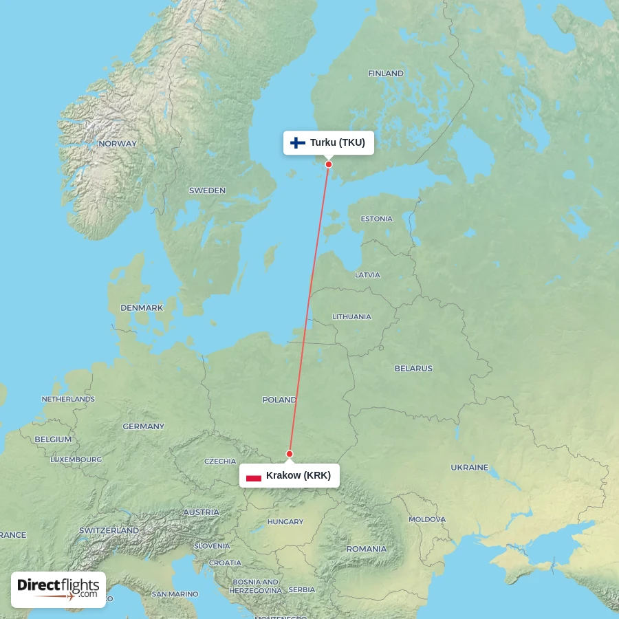 KRK - TKU route map
