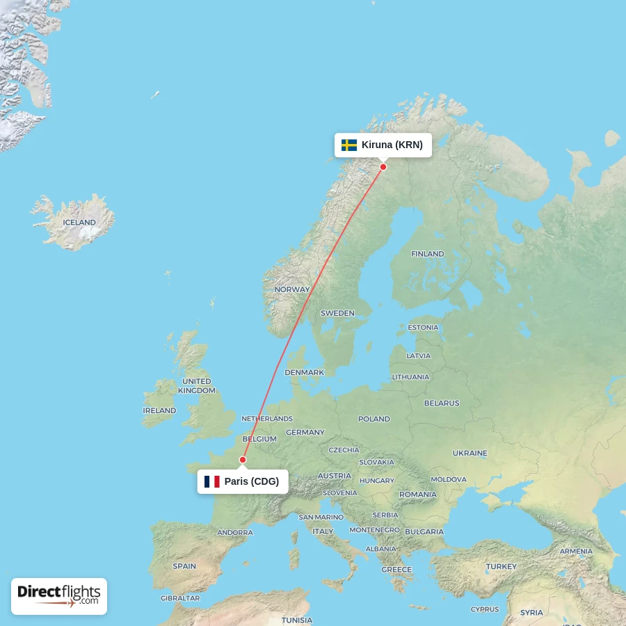 KRN - CDG route map