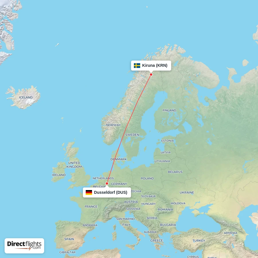 KRN - DUS route map