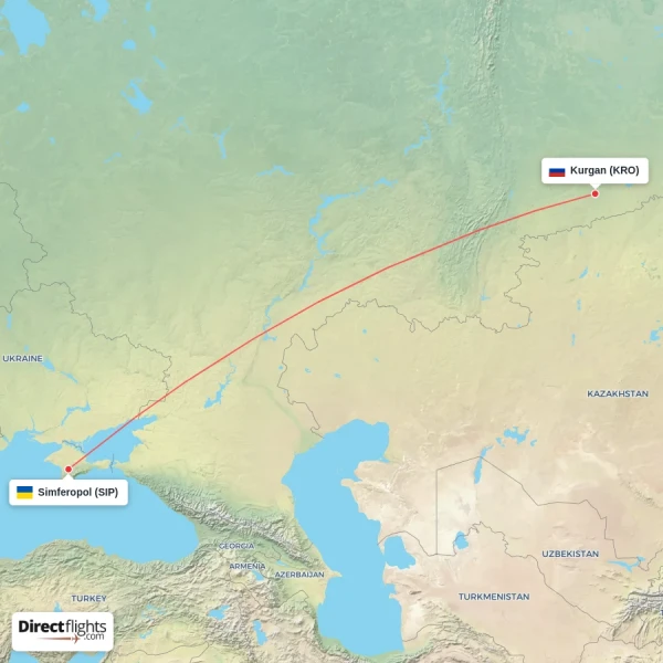 Kurgan - Simferopol direct flight map