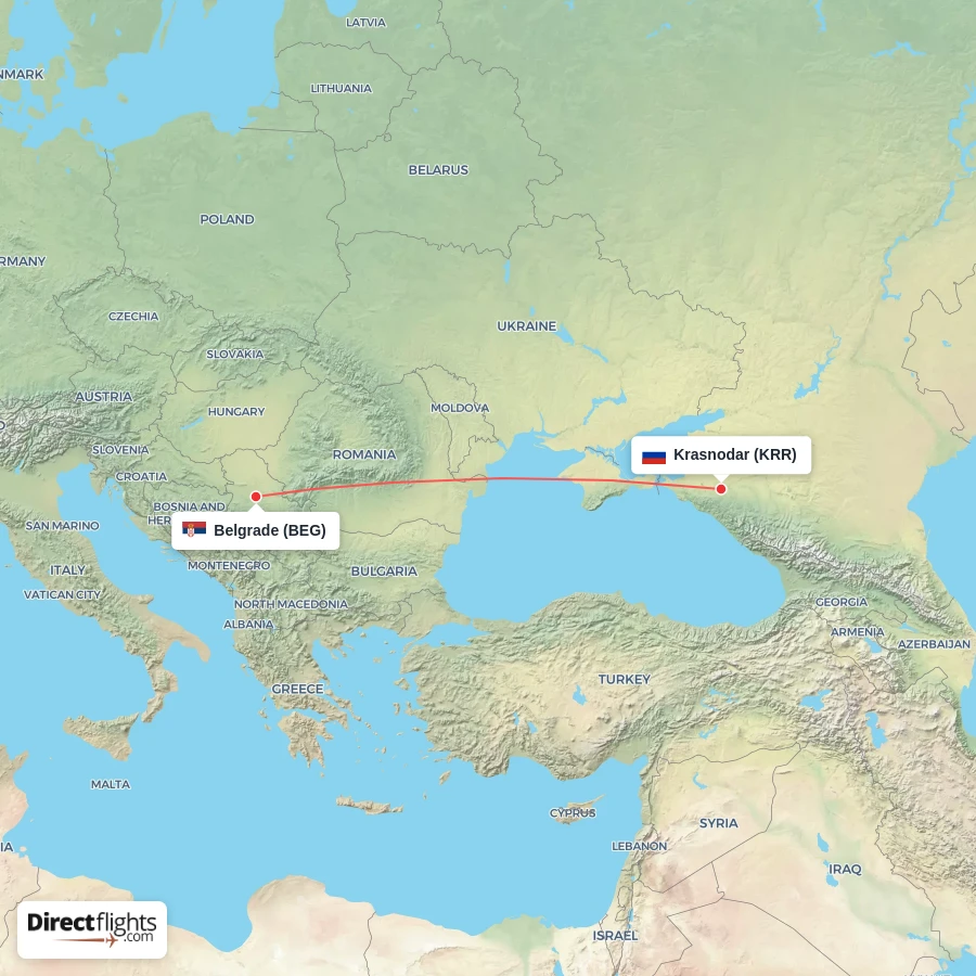KRR - BEG route map