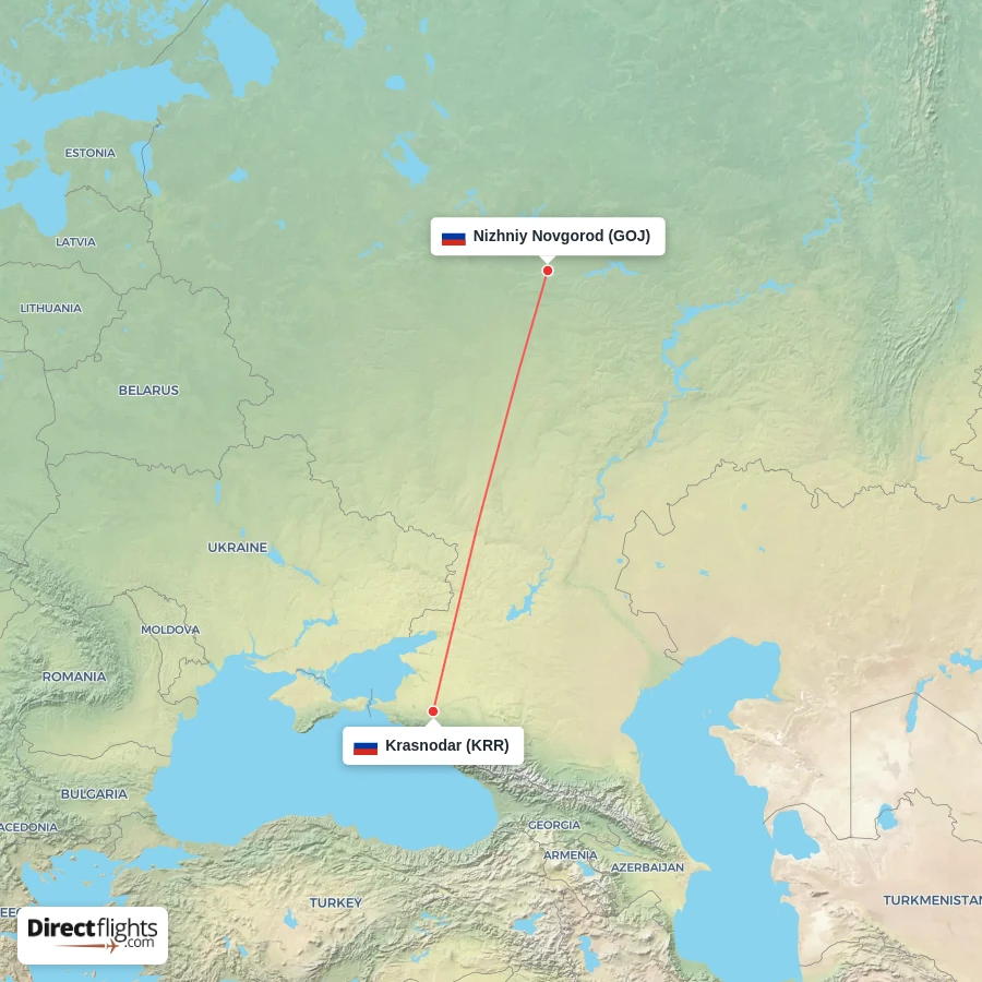 KRR - GOJ route map