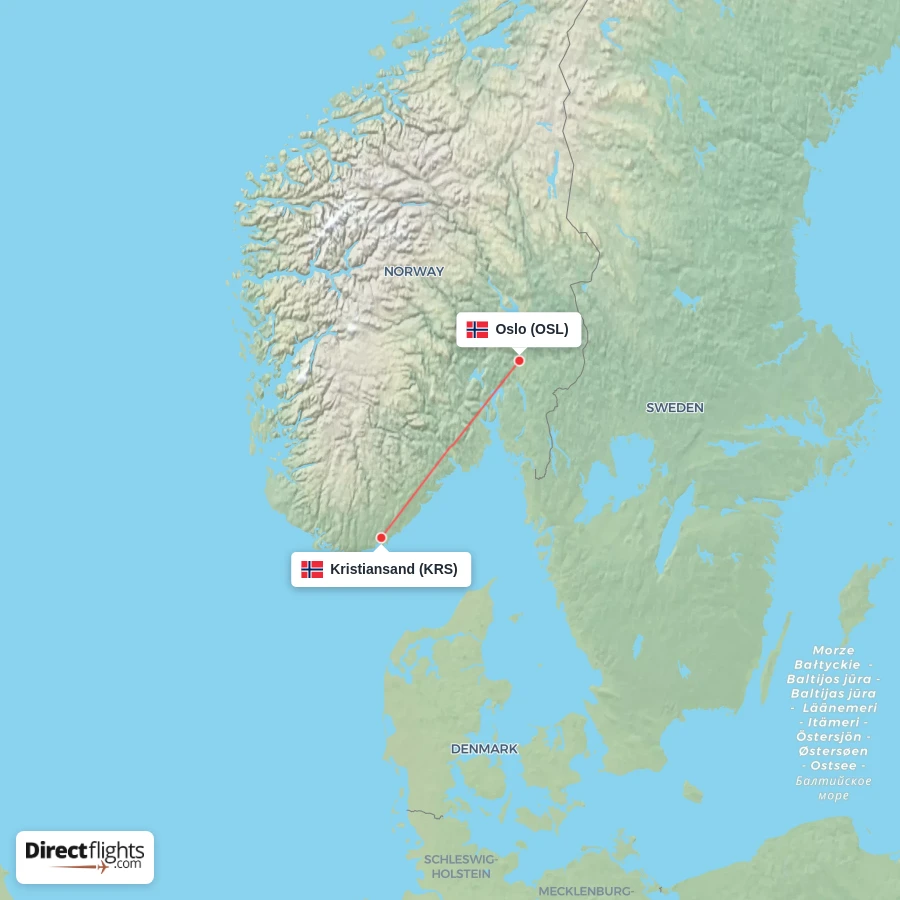 KRS - OSL route map