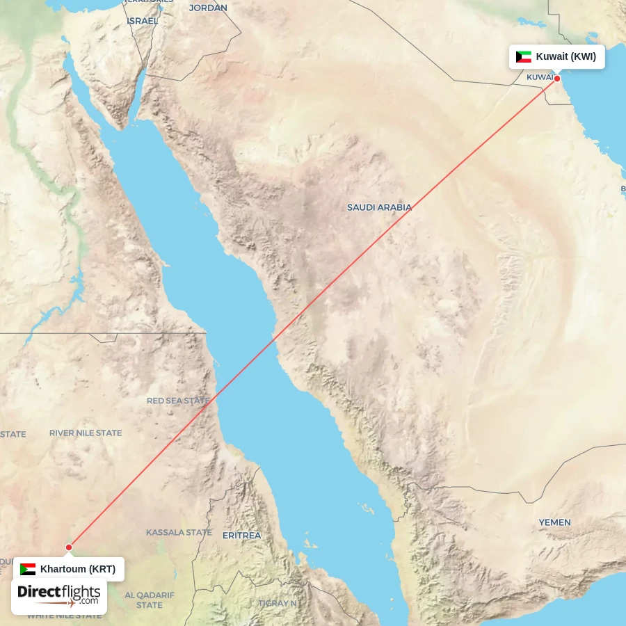 KRT - KWI route map