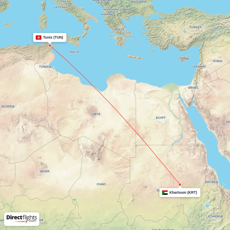 KRT - TUN route map