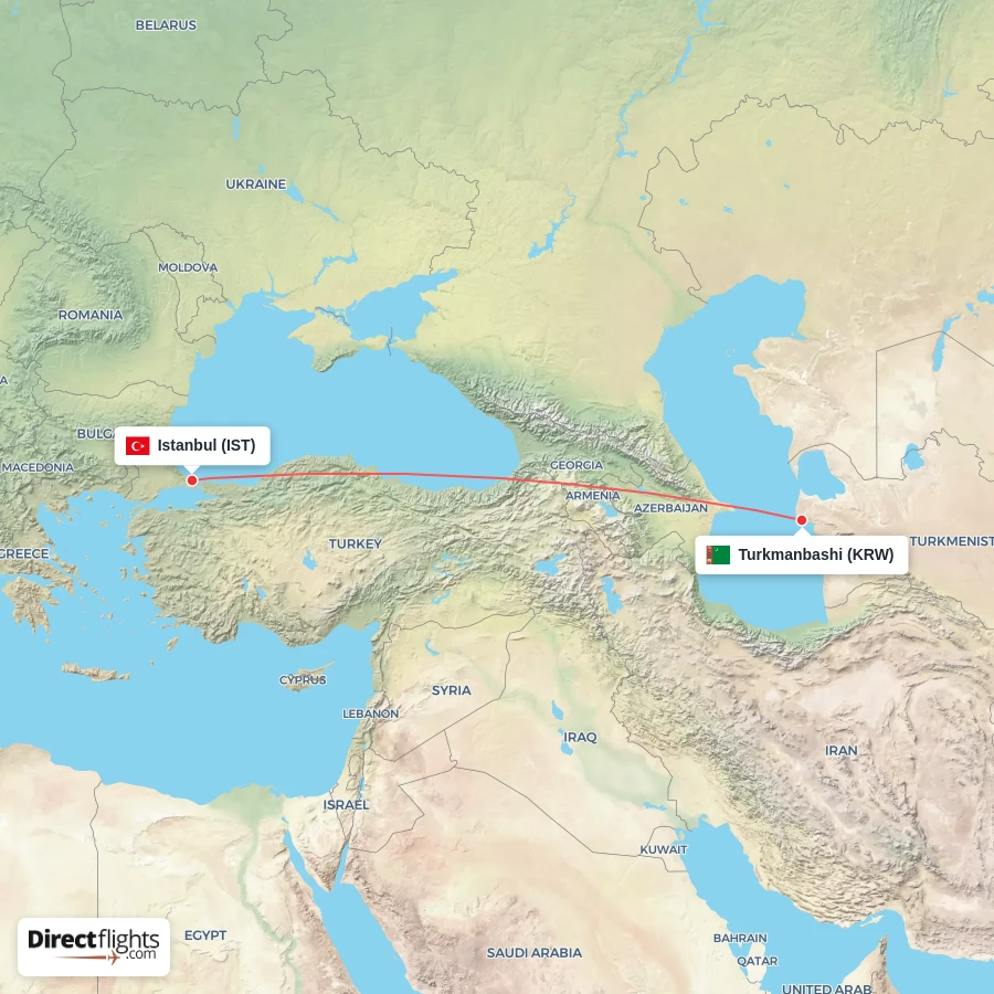 KRW - IST route map
