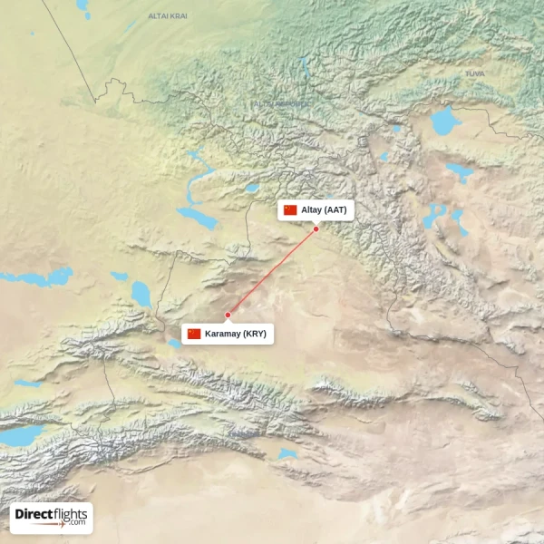 Karamay - Altay direct flight map