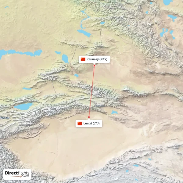 Karamay - Luntai direct flight map