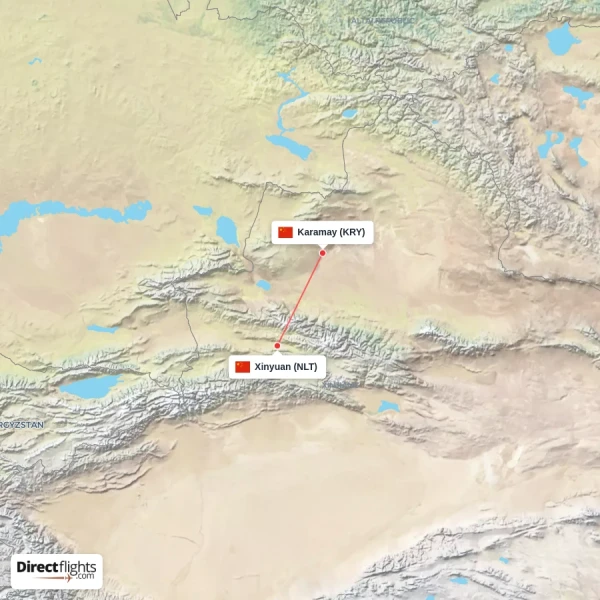 Karamay - Xinyuan direct flight map