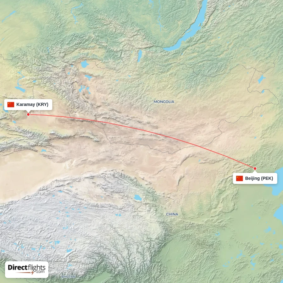 KRY - PEK route map