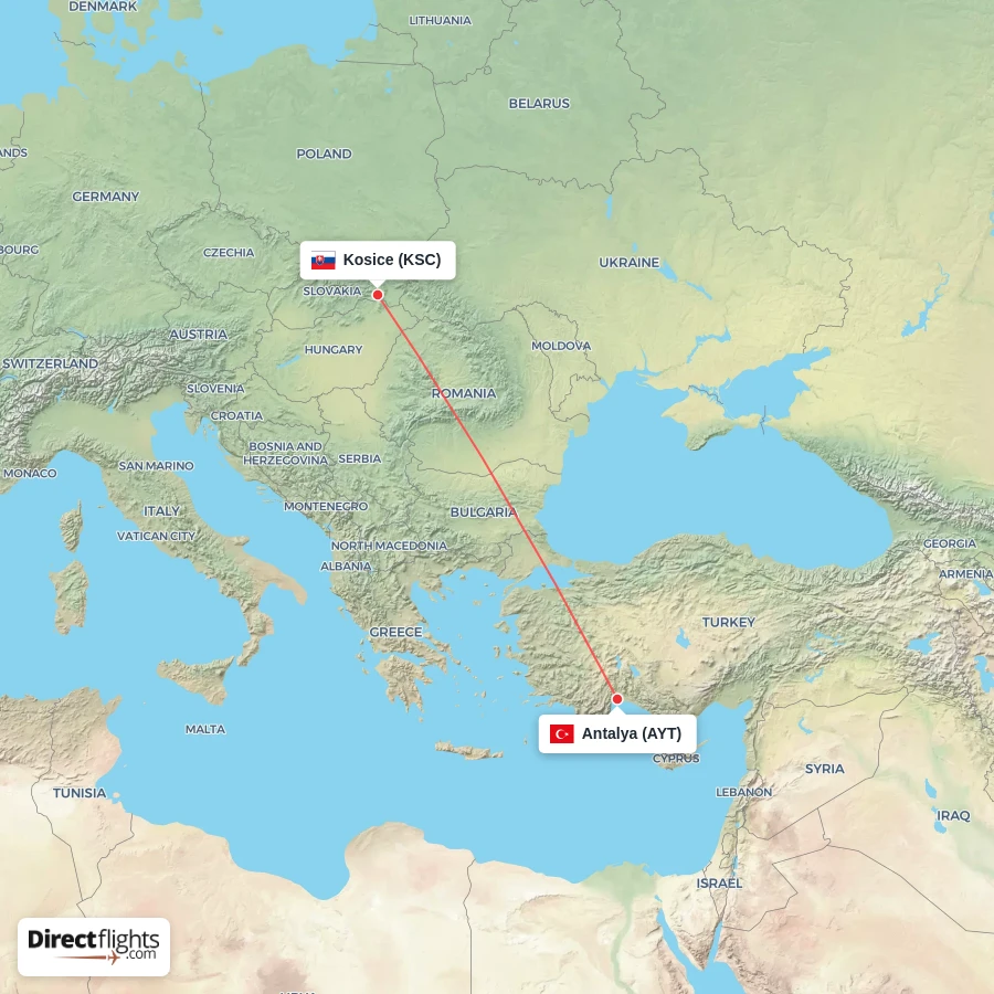KSC - AYT route map