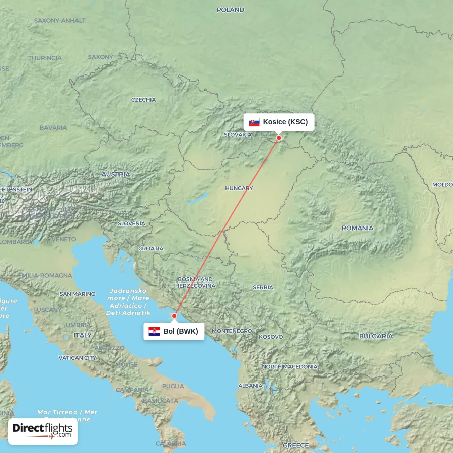 KSC - BWK route map