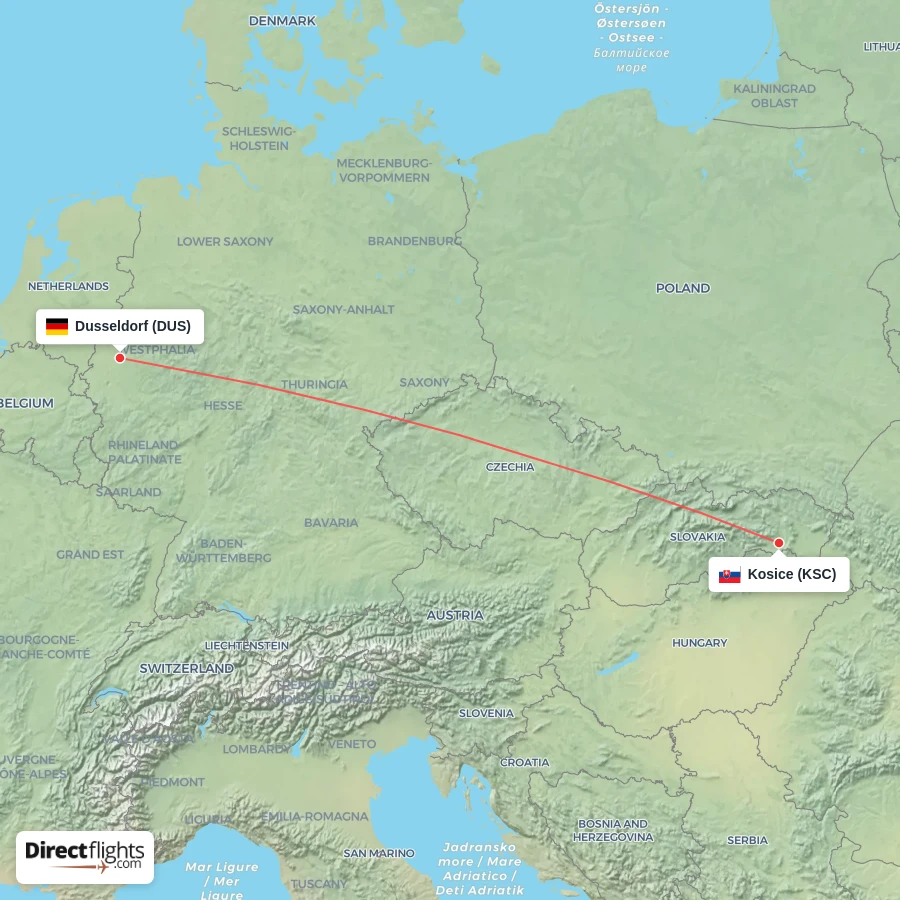 KSC - DUS route map
