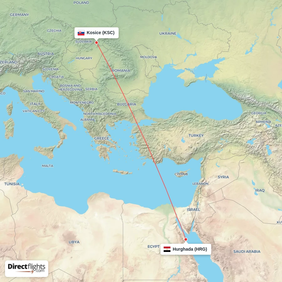 KSC - HRG route map