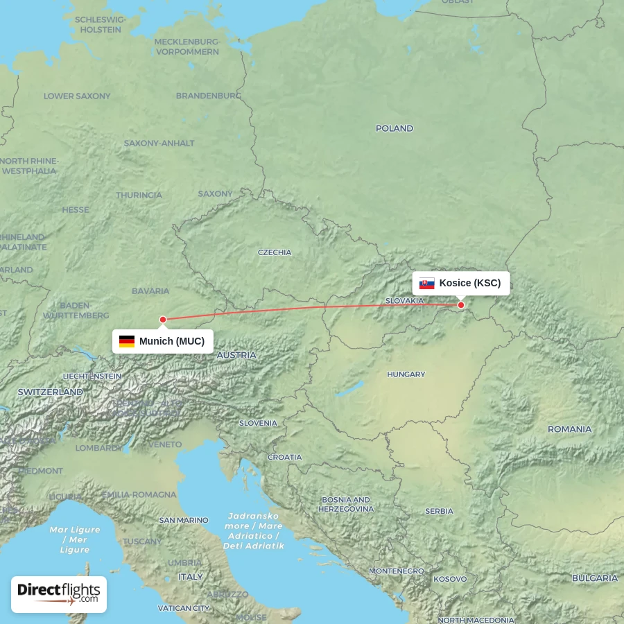 KSC - MUC route map