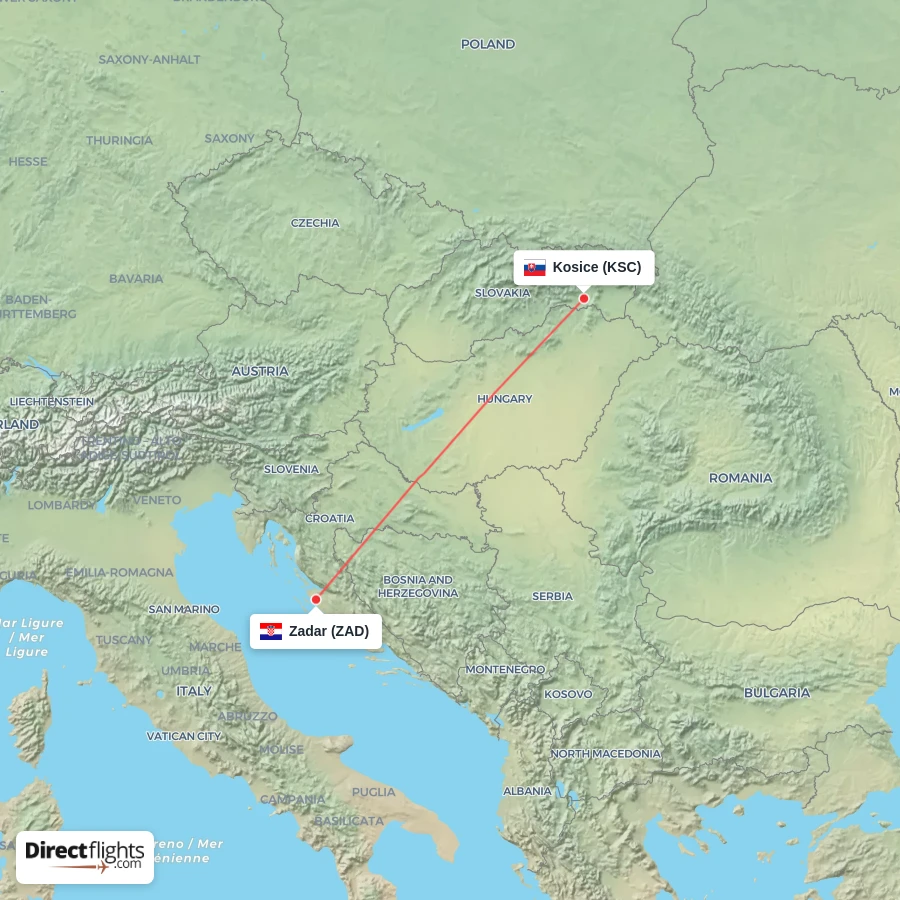 KSC - ZAD route map