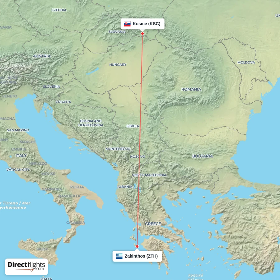 KSC - ZTH route map