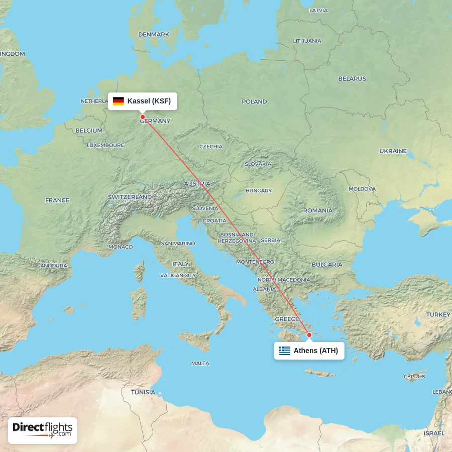 KSF - ATH route map