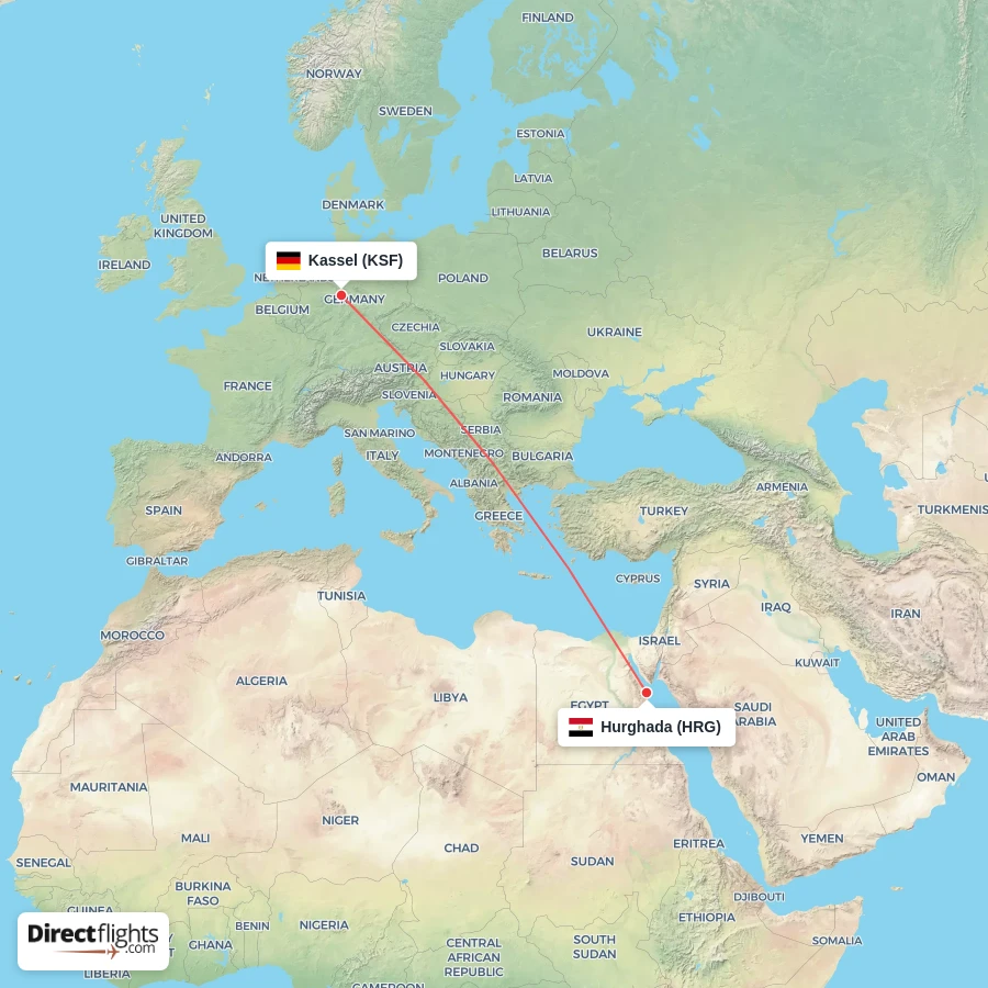 KSF - HRG route map