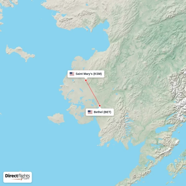 Saint Mary's - Bethel direct flight map