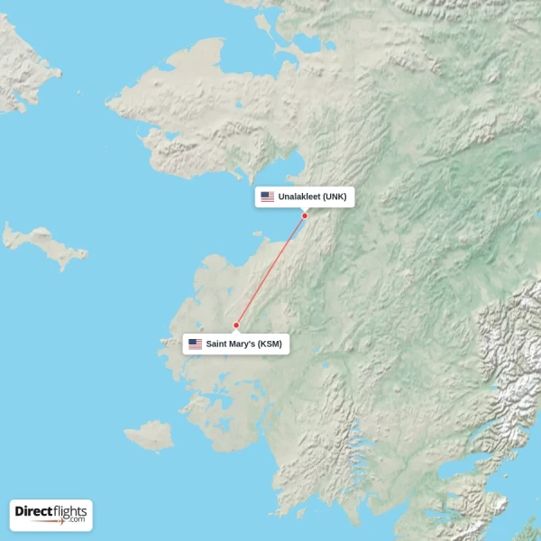 Saint Mary's - Unalakleet direct flight map