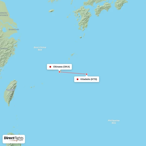 Kitadaito - Okinawa direct flight map