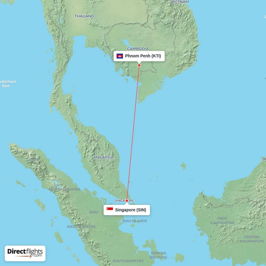 KTI - SIN route map