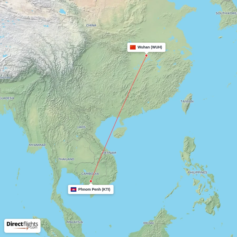 KTI - WUH route map