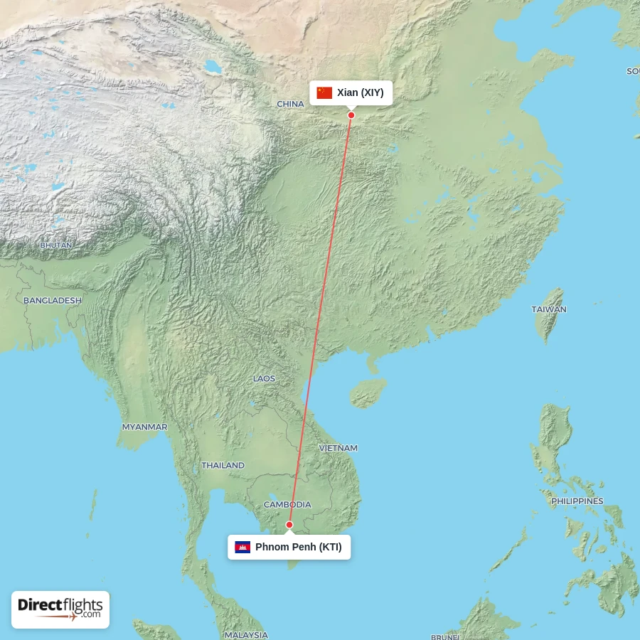 KTI - XIY route map