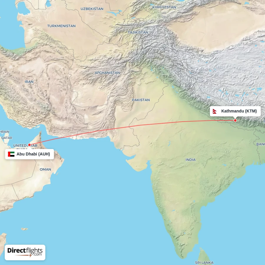 KTM - AUH route map