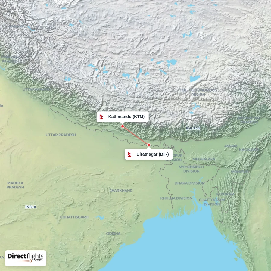 KTM - BIR route map