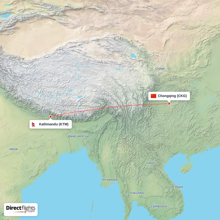 KTM - CKG route map