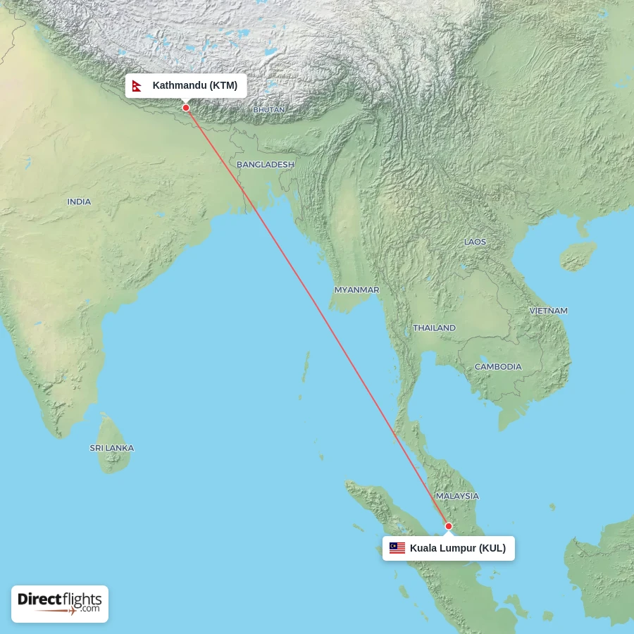 KTM - KUL route map