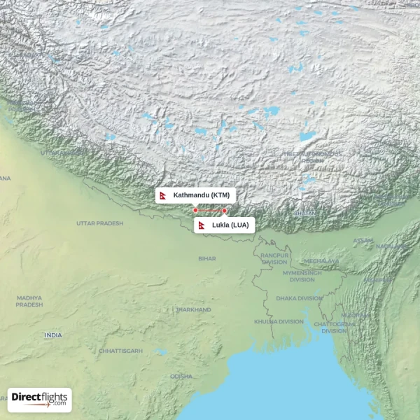 Kathmandu - Lukla direct flight map