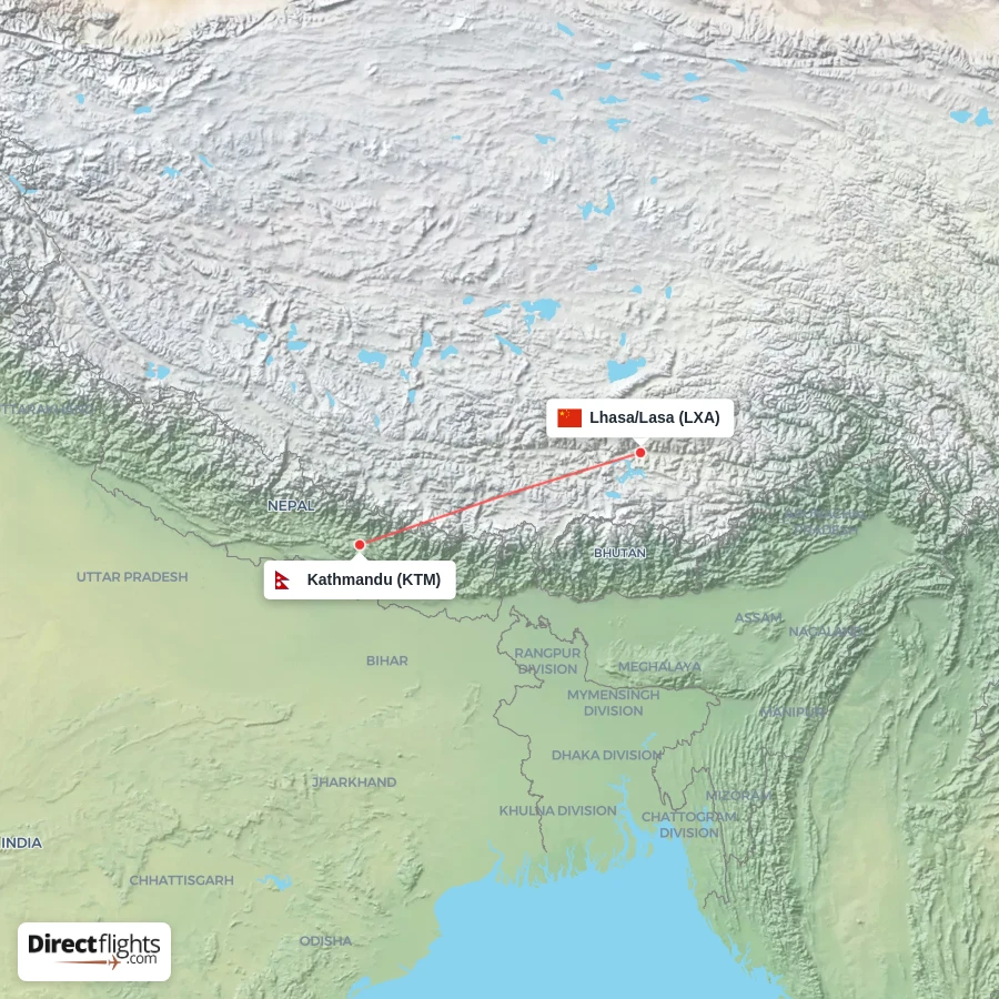 KTM - LXA route map