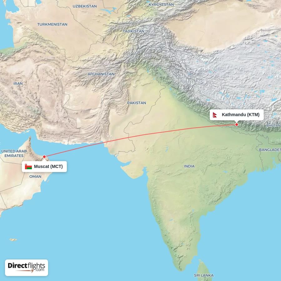 KTM - MCT route map