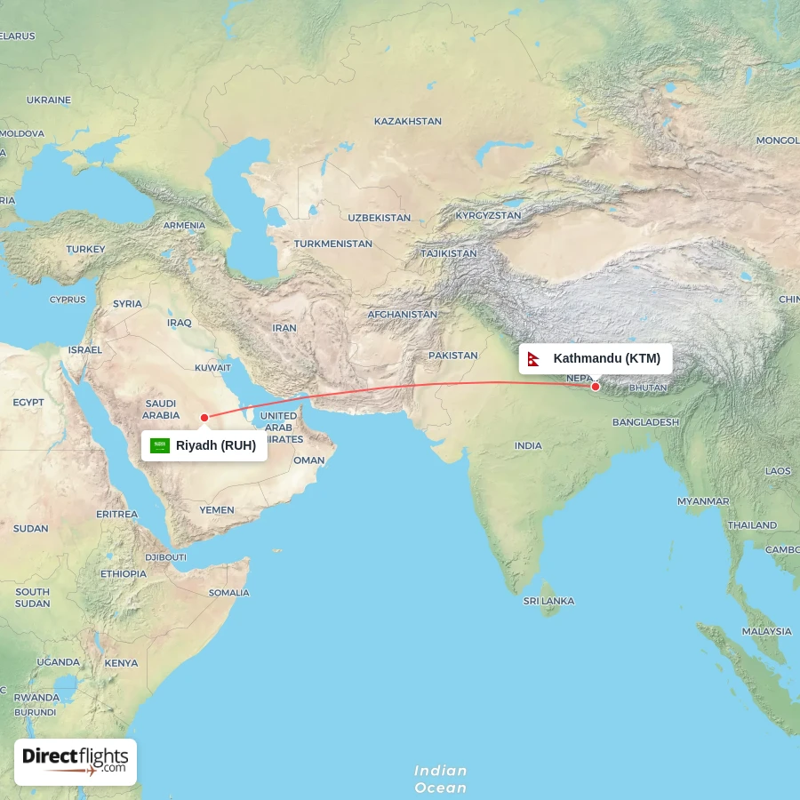 KTM - RUH route map