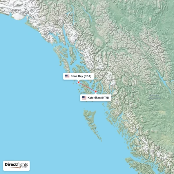 Ketchikan - Edna Bay direct flight map