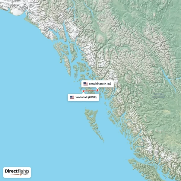 Ketchikan - Waterfall direct flight map