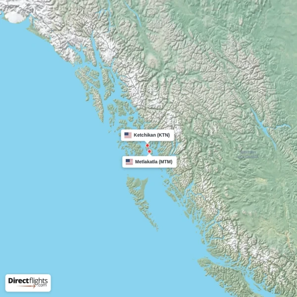 Ketchikan - Metlakatla direct flight map